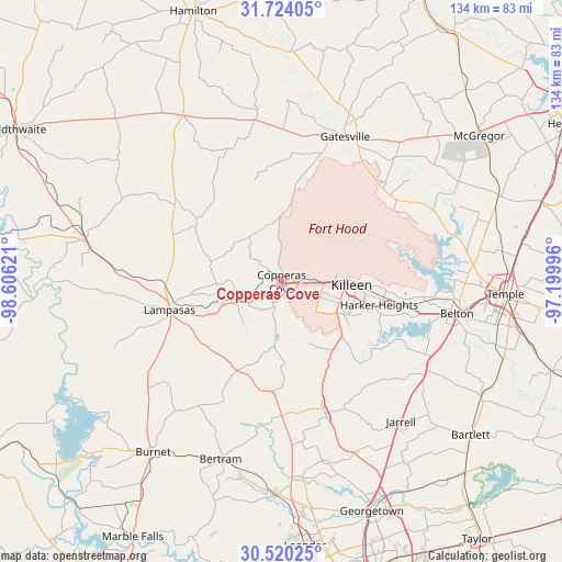 Copperas Cove on map