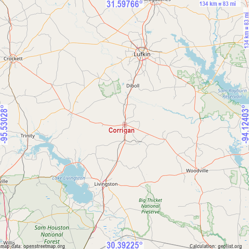 Corrigan on map