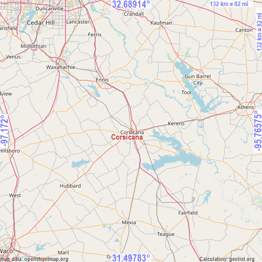 Corsicana on map