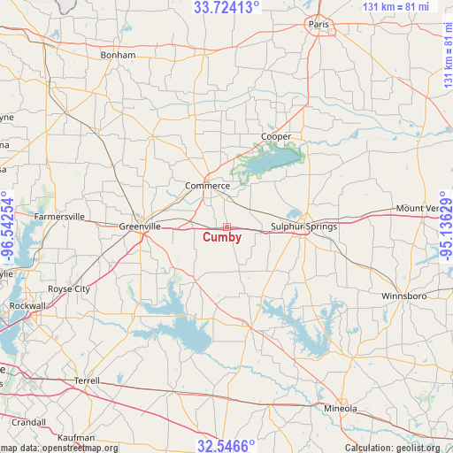 Cumby on map