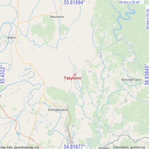 Yazykovo on map
