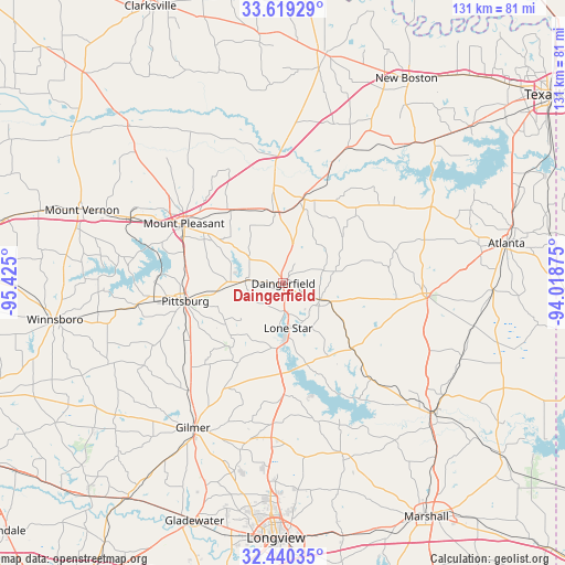 Daingerfield on map