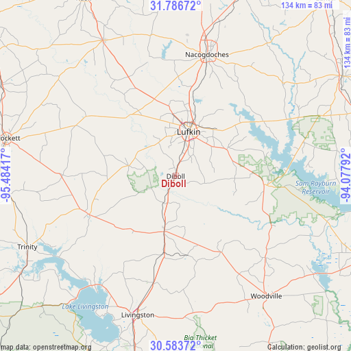 Diboll on map