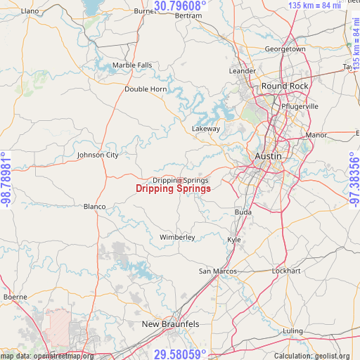 Dripping Springs on map