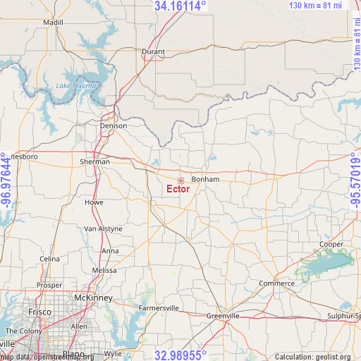 Ector on map