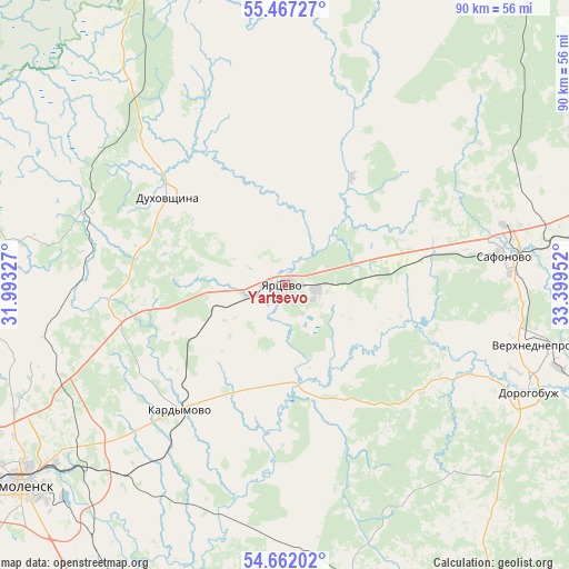 Yartsevo on map