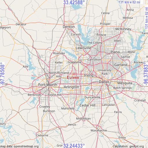 Euless on map