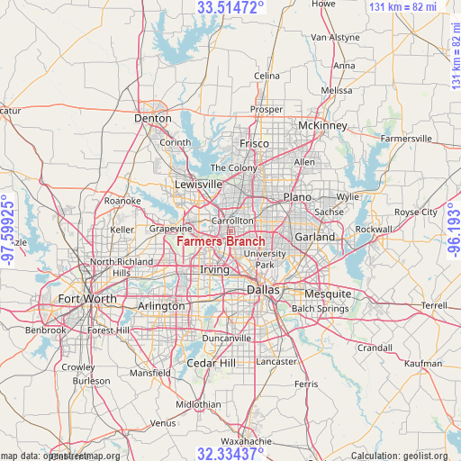 Farmers Branch on map
