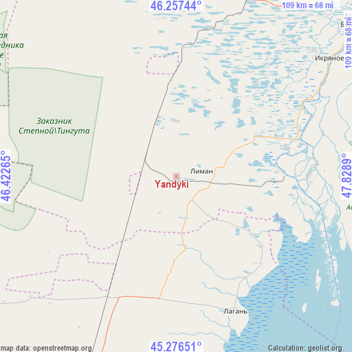 Yandyki on map