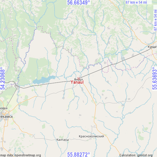 Yanaul on map