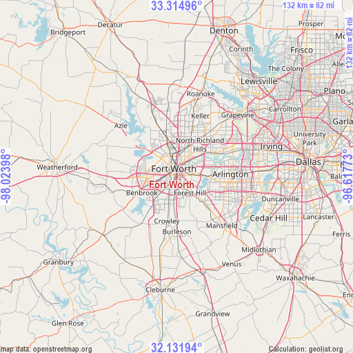 Fort Worth on map