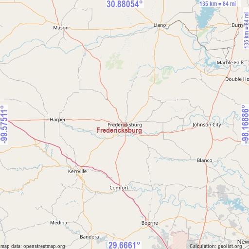 Fredericksburg on map