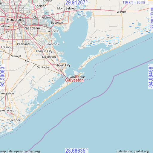 Galveston on map