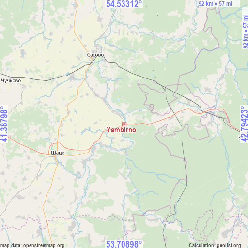 Yambirno on map