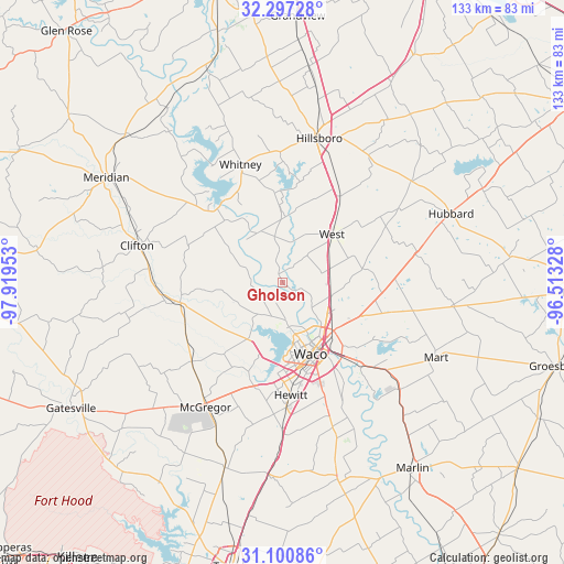 Gholson on map