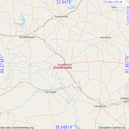 Goldthwaite on map