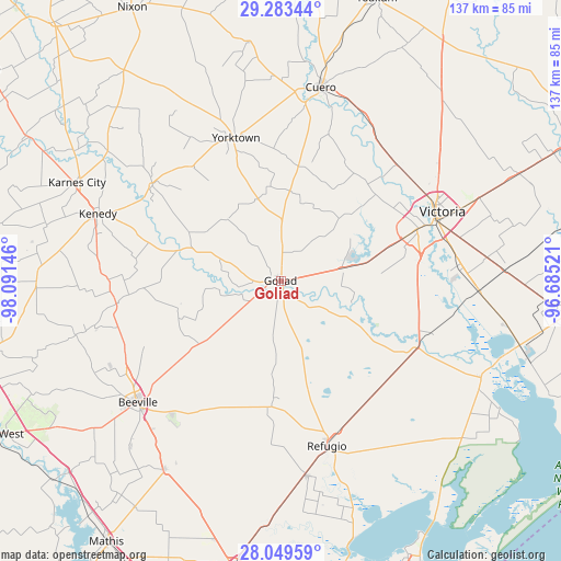 Goliad on map