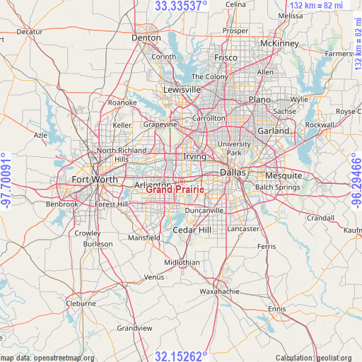 Grand Prairie on map