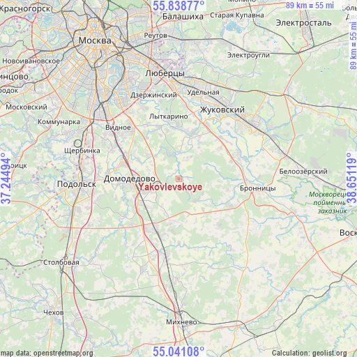 Yakovlevskoye on map