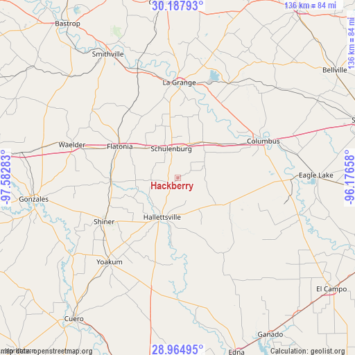 Hackberry on map
