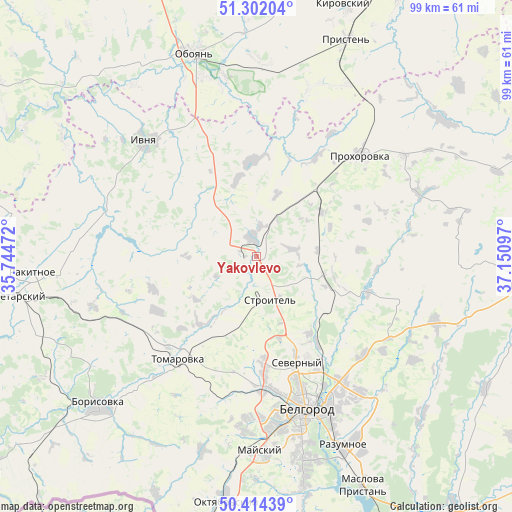 Yakovlevo on map