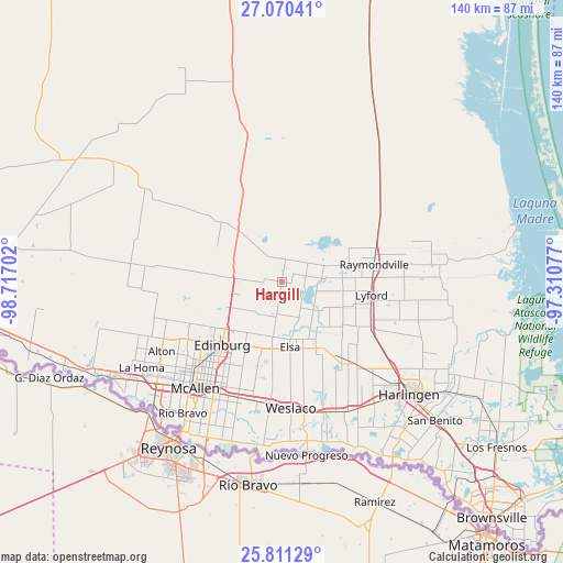 Hargill on map