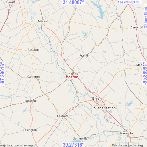 Hearne on map