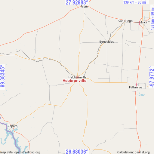 Hebbronville on map