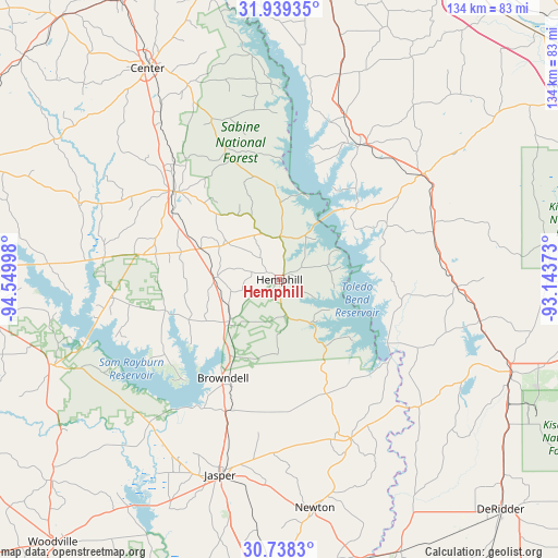 Hemphill on map