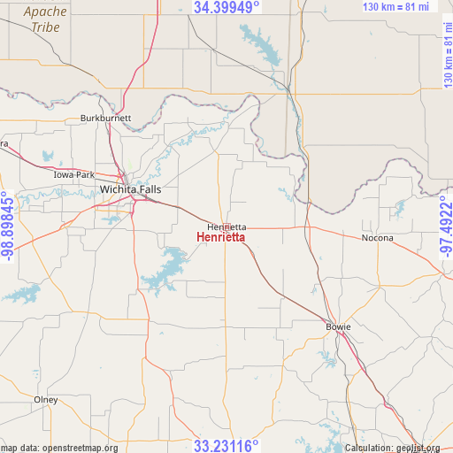 Henrietta on map