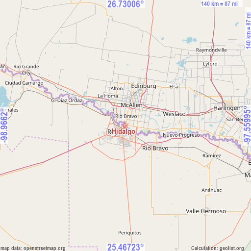 Hidalgo on map