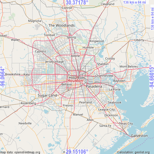 Houston on map