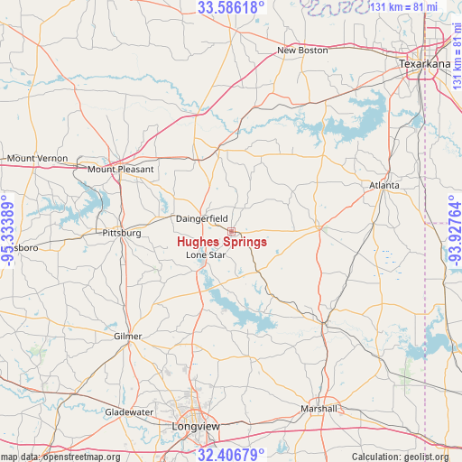 Hughes Springs on map