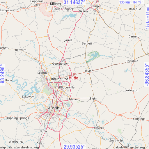 Hutto on map