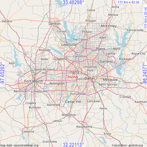 Irving on map