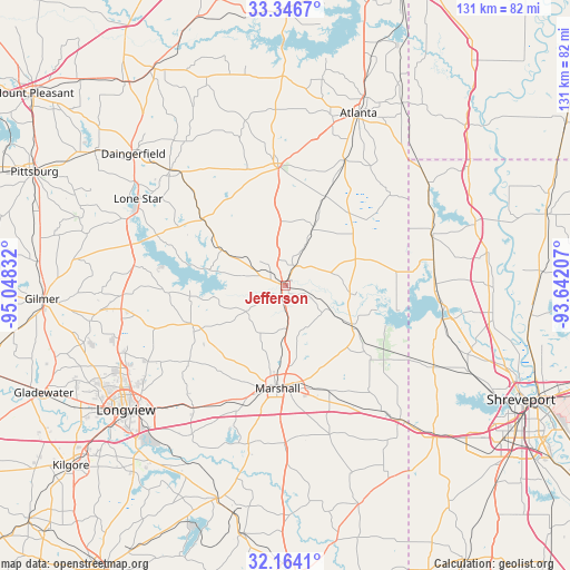 Jefferson on map