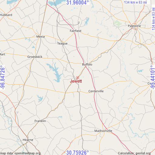 Jewett on map