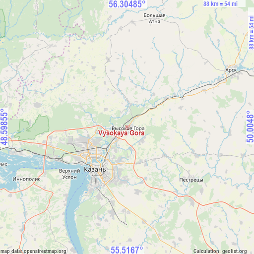 Vysokaya Gora on map