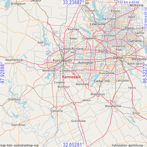Kennedale on map