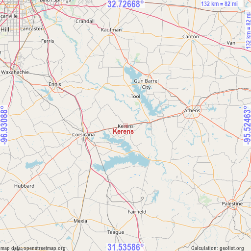 Kerens on map