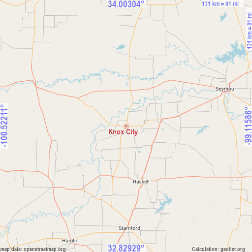 Knox City on map