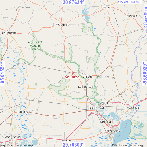 Kountze on map