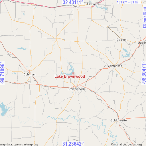 Lake Brownwood on map