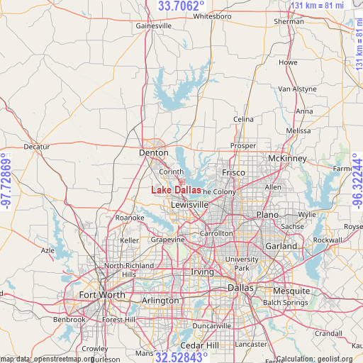 Lake Dallas on map