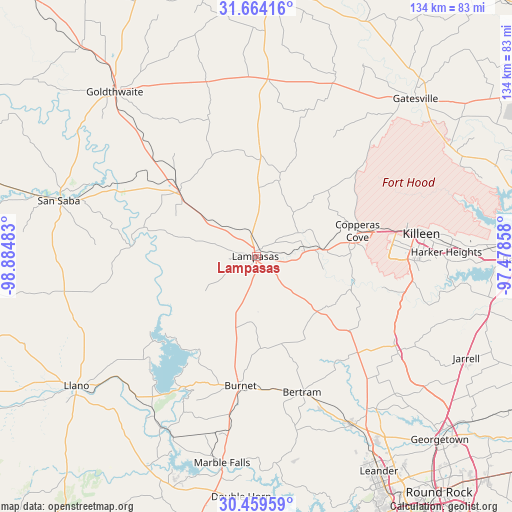 Lampasas on map