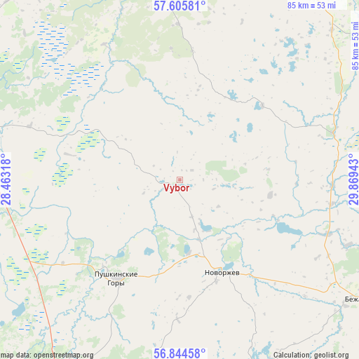 Vybor on map
