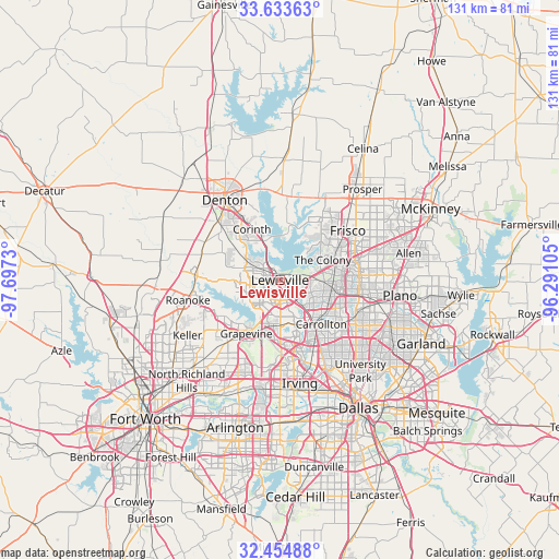 Lewisville on map