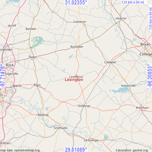 Lexington on map