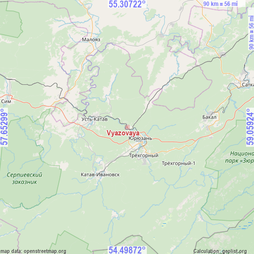 Vyazovaya on map