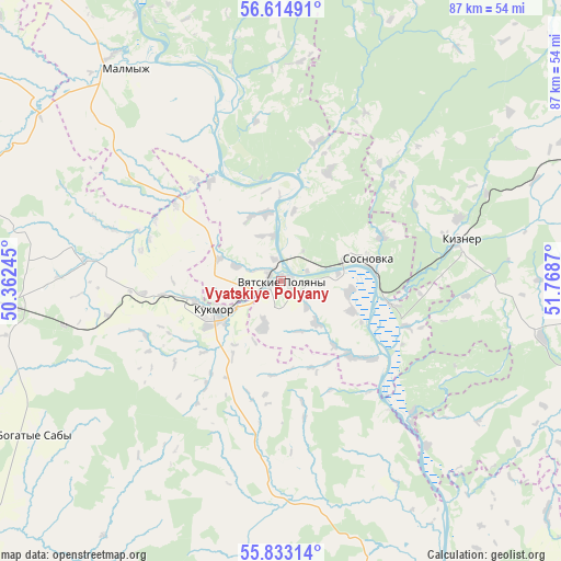 Vyatskiye Polyany on map